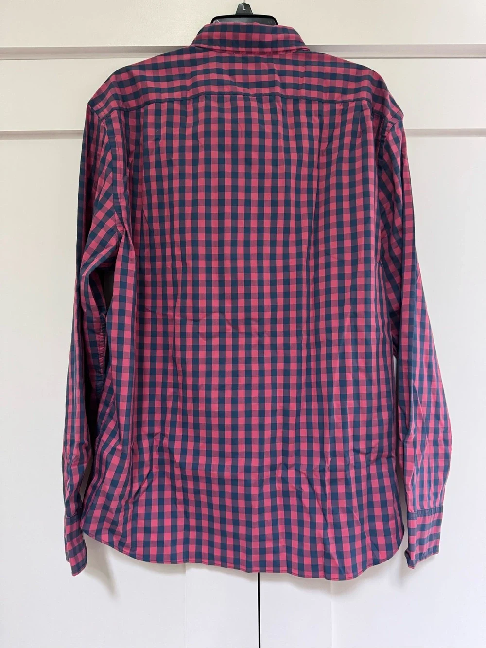 J. Crew Men’s Pink and Navy Gingham Button-Down Shirt